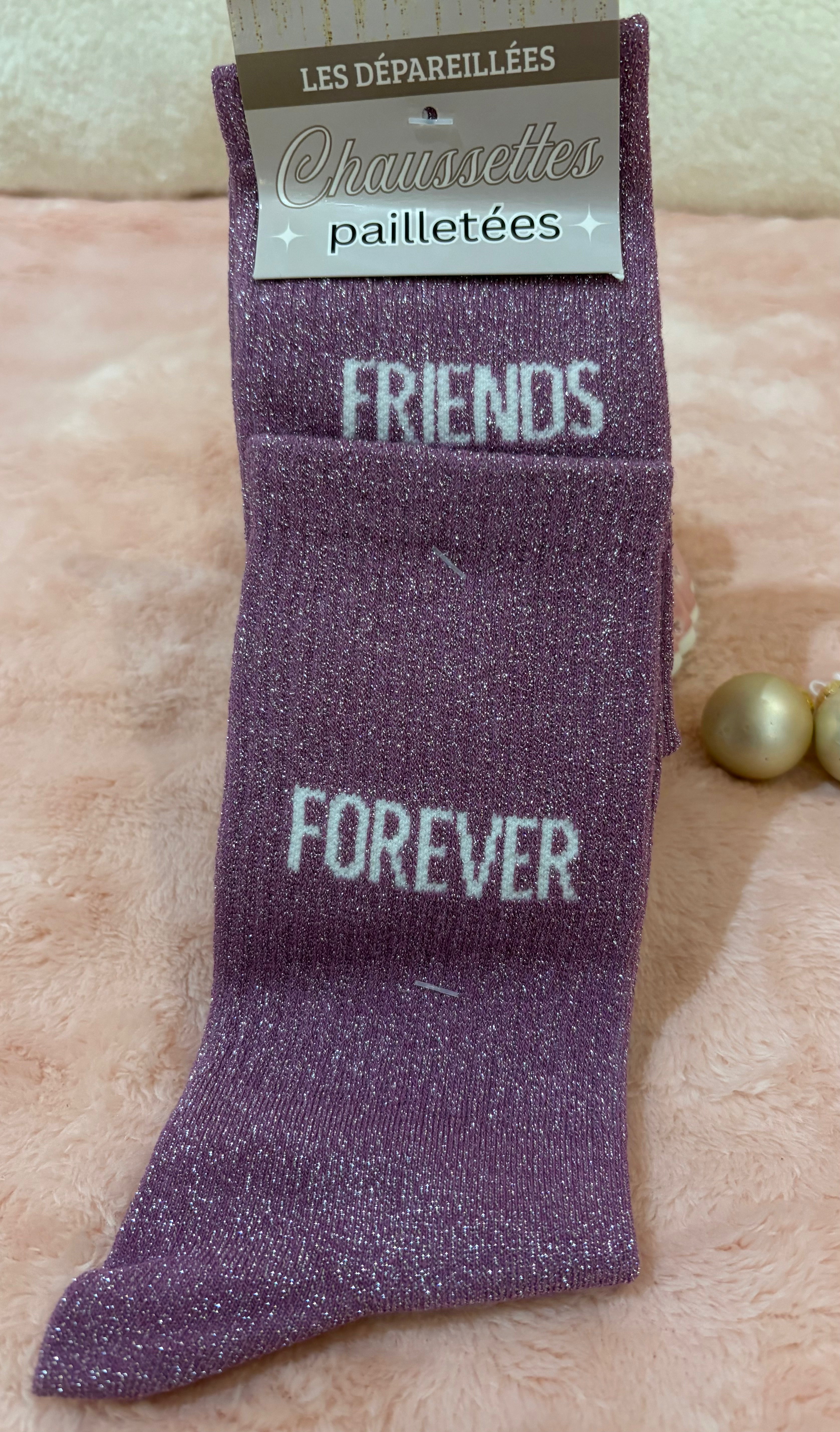 CHAUSSETTES A PAILLETTES "FRIENDS/FOREVER"
