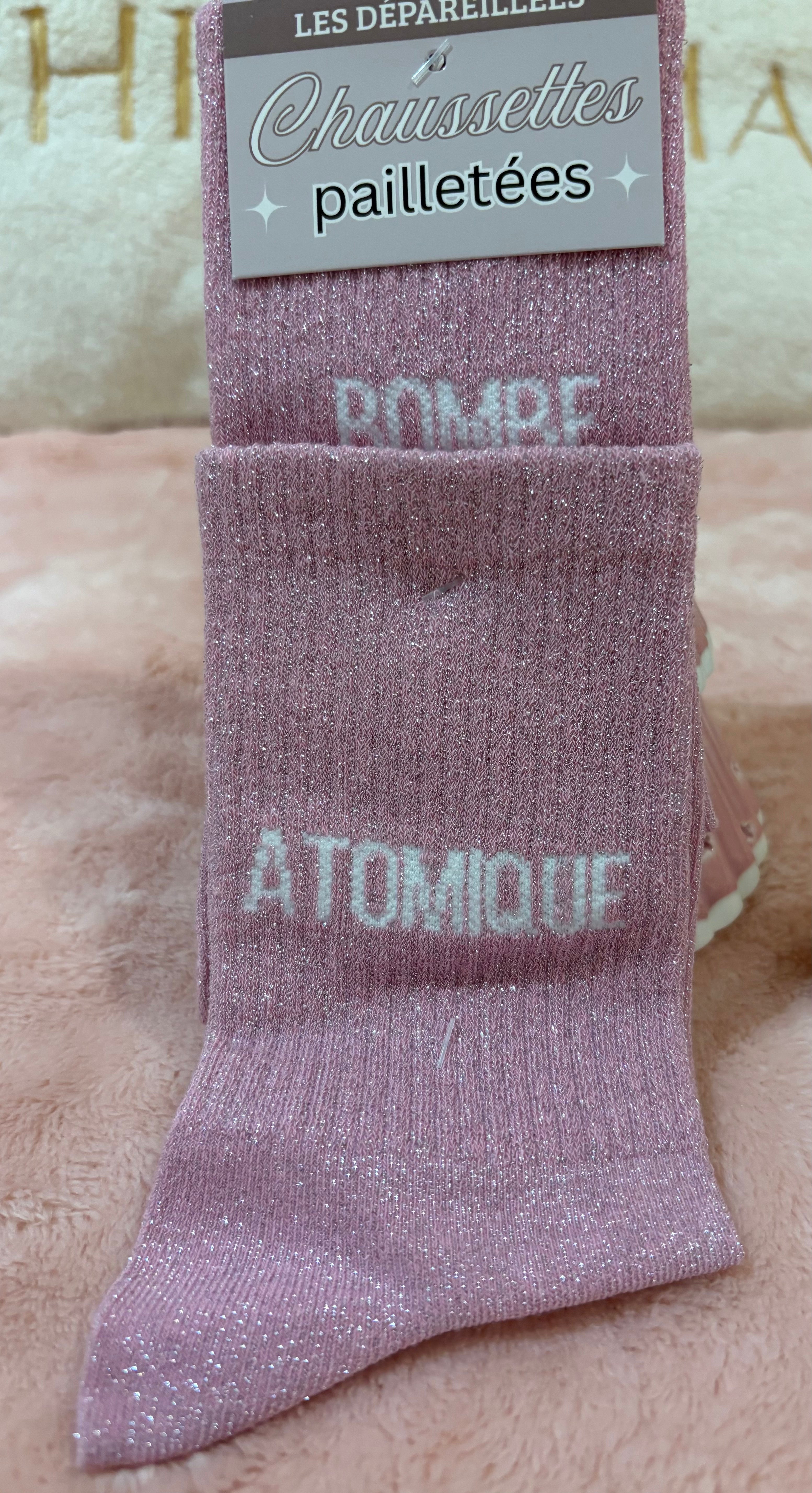 CHAUSSETTES A PAILLETTES "BOMBE/ATOMIQUE"