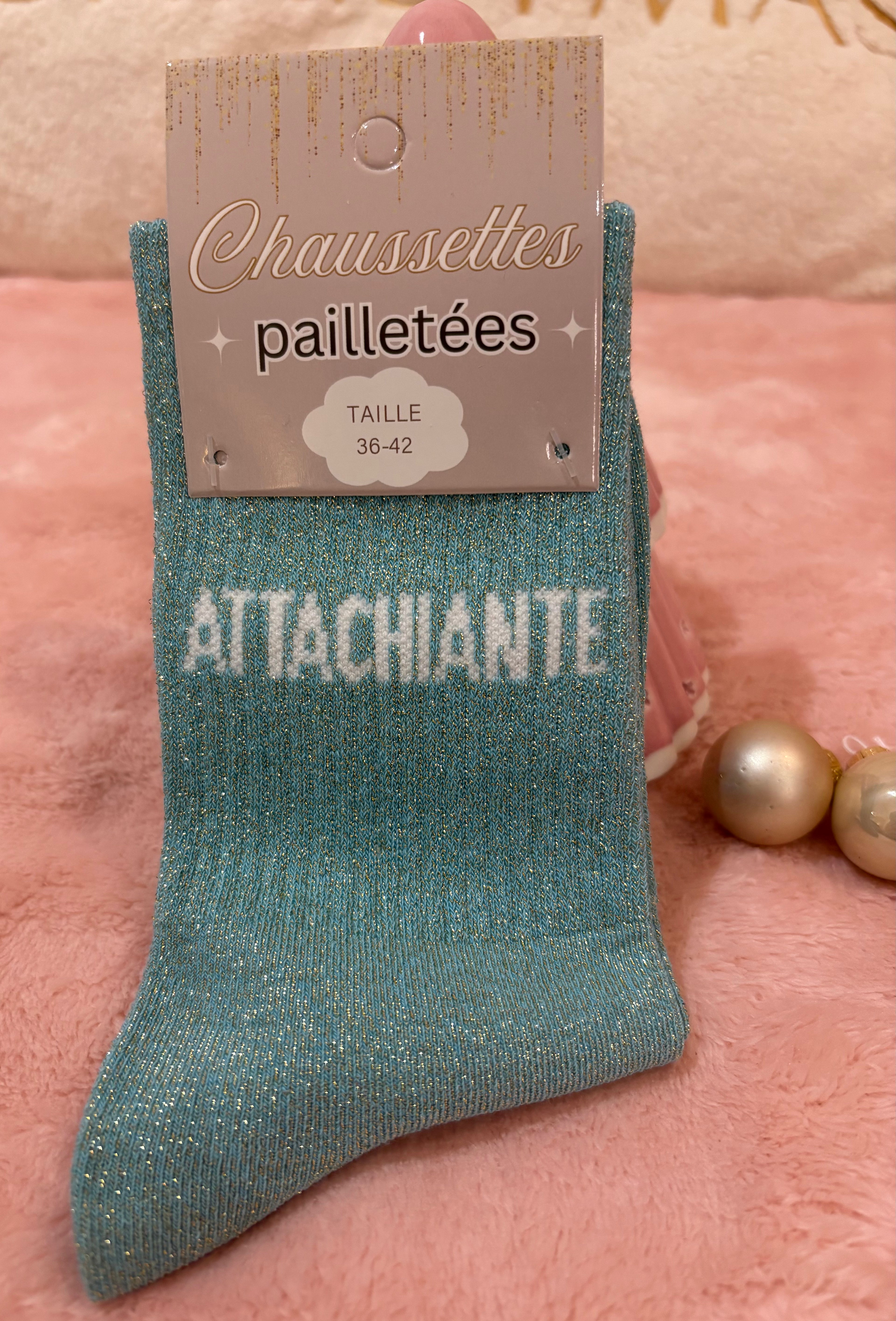 CHAUSSETTES A PAILLETTES  "ATTACHIANTES"
