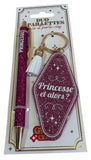Coffret cadeau - stylo & porte clefs à paillettes "PRINCESSE"