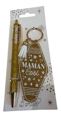 Coffret cadeau - stylo & porte clefs à paillettes 