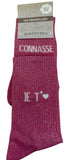 CHAUSSETTES A PAILLETTES "CONNASSE JE T’❤️"